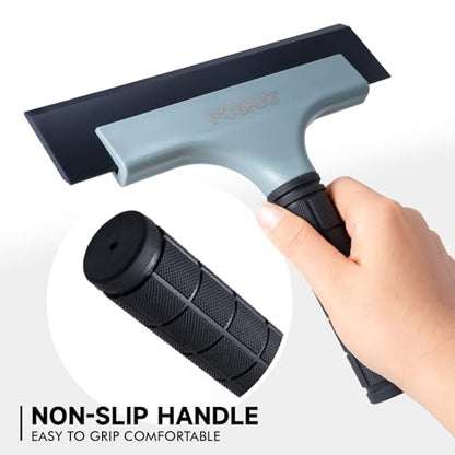 FOSHIO All-Purpose Car Window Squeegee, 2 Pack 8 inch Double Edge Squeegee Blades with Non-Slip Long Handle Car Squeegee for Window Cleaning, Windshield, Tile, Mirror, Shower Squeegee for Shower Doors
