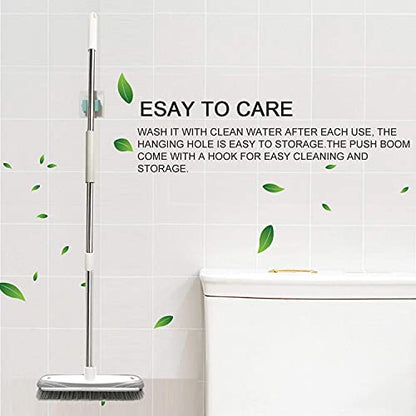 Push Broom,Tub Tile Broom Brush,Stiff Bristles Broom for Shower Cleaning, Patio, Kitchen,Grout and Garage,Indoor Outdoor Cleaning Brush,Adjustable Stainless Steel Long Handle-46.5"… - color: Stiff Bristles