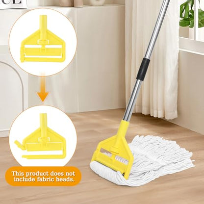 Commercial Heavy Duty Mop Handle - 58" Adjustable Extension Pole Mop Handle Replacement, Wet Mops Head Replacement Holder for Professional/Industrial Floor Cleaning (Yellow)