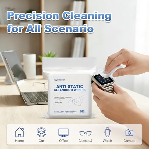 Anti-Static Microfiber Wipes 4"x4"(400 Pcs,Class 100, 200GSM) Lint Free Cloths Reusable Special ESD protection design is suitable for protecting sensitive electronic components and tools - size: 4"x4" (Pack of 400)