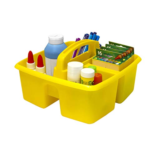 Storex 3-Compartment Small Caddy – Multipurpose Classroom Organizer with Handle, Yellow, 6-Pack (00950U06C) - color: Yellow, size: 6-Pack, style: Small