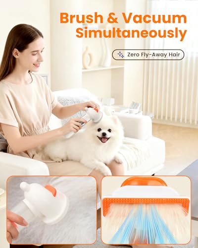 Upgraded kurtmark Vacuum Dog Brush for Shedding, 4-in-1 Self-Cleaning Slicker & Undercoat Rake, Deshedding Grooming Tool, Anti-Static, Massage & Combing All In One!