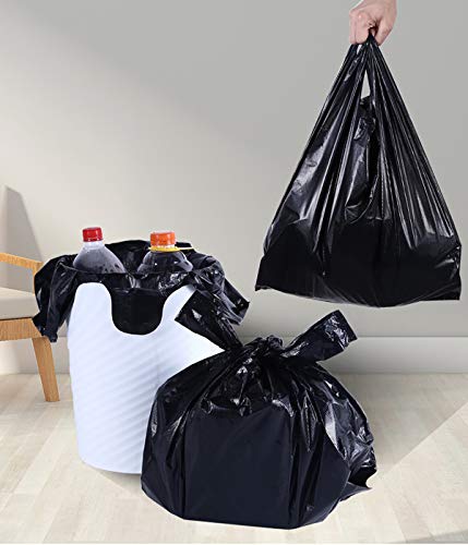 200 Counts Kitchen Garbage Bags and 1.8mil Thick Black Trash Bag with Handles, 14x21.6 Inch 3-4 Gallon Picnic, Kitchen, Daily Use, Bedroom Waste Bin Garbage Bags, Bulk Bags