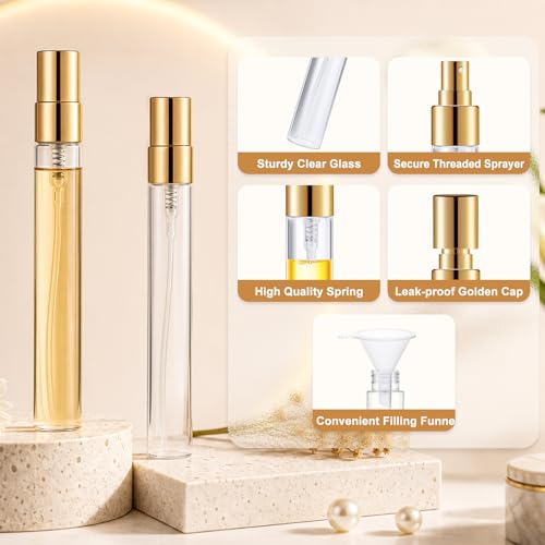 Mini Glass Spray Bottle 20pcs 10ml Clear Spray Bottle Empty, Fine Mist Refillable Mini Perfume Spray Bottle, Perfume Atomizer, Travel Spray Bottle For Hair, Small Empty Sample Containers Portable - style: Spray Bottle10ml-20P