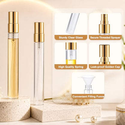 Mini Glass Spray Bottle 20pcs 10ml Clear Spray Bottle Empty, Fine Mist Refillable Mini Perfume Spray Bottle, Perfume Atomizer, Travel Spray Bottle For Hair, Small Empty Sample Containers Portable - style: Spray Bottle10ml-20P