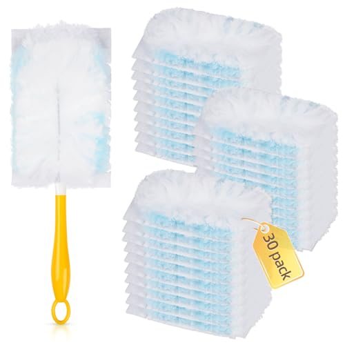30 Count Duster Refills Compatible with Dusters 180° Handle Dusters, 180° Heavy Duty Multi-Surface Duster Replacement with 1 Standard Handle, Unscented - color: 30 Count