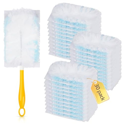 30 Count Duster Refills Compatible with Dusters 180° Handle Dusters, 180° Heavy Duty Multi-Surface Duster Replacement with 1 Standard Handle, Unscented - color: 30 Count