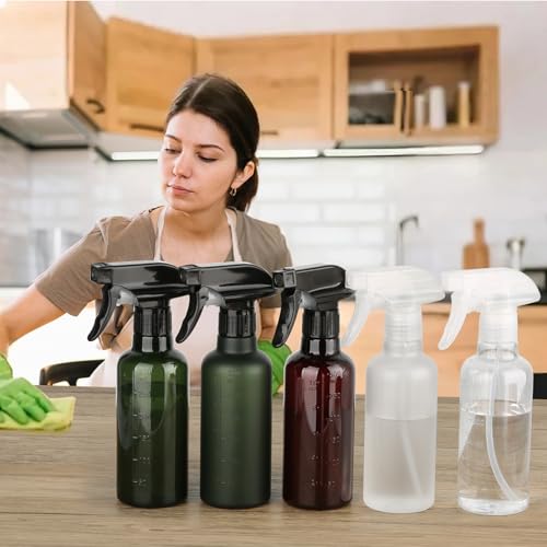 Leakproof Spray Bottles (2 Pack 10 oz), Adjustable Fine Mist & Jet Stream Nozzle, Premium BPA-Free Frosted Plastic Multi-Purpose for Hair, Plants, Cleaning (2 PACK FROSTED GREEN) - color: 2 PACK FROSTED GREEN
