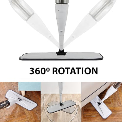 Heavy Duty Spray Mop for Floor Cleaning, Wet/Dry Use, Long Handle Flat Mop with Sprayer with Refillable Spray Bottle for Any Floor, Reusable Microfiber Pads