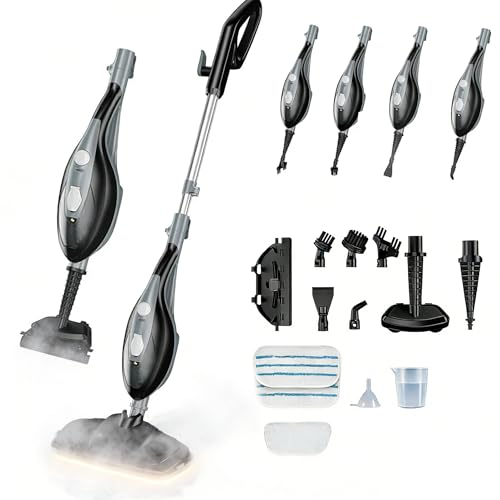 Steam Mop, Handheld Steam Cleaner with 2 Washable Pads, Floor Steamer for Hardwood and Tile, Multipurpose Floor Cleaner Machine for Carpets, Furniture, Windows, 1550W Deep Cleaning, Grey - color: Grey