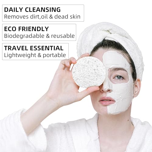 120-Count Compressed Facial Sponges|Kickleen100% Natural Cellulose Cosmetic Spa Sponges for Daily Facial Cleansing|Makeup And Mask Removal|Exfoliating|Skin Massage|Pore Exfoliation (120 Count (White)) - color: 120 Count (White)