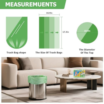 2-Gallon Green Small Garbage Bags - Compostable Mini Trash Bag 100 Count Unscented Wastebasket Liners Strong Thick & Semi-Transparent Easy Content Identification for Home or Office heihaily - style: Bio-2Gal-Green100