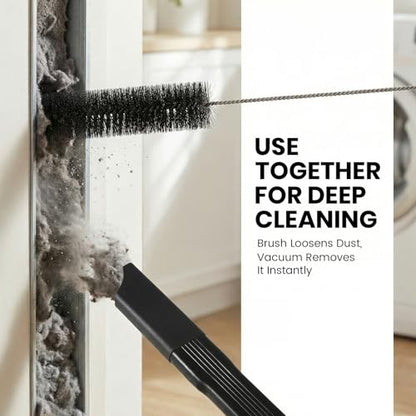25" Flexible Dryer Vent Cleaner Kit - Household Cleaning Supplies, Refrigerator Appliance Long Coil Brush, Flexible Lint Remover, for Vacuum Hoses All 1-1/4" or 1-3/8" (32mm - 35mm) Vacuum