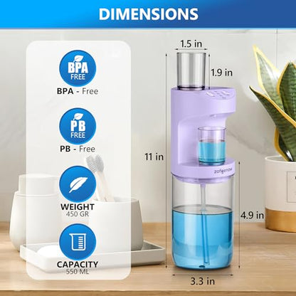 ZOFGENOW Automatic Mouthwash Dispenser for Bathroom,Bathroom Accessories 19.4 Fl Oz Dispensers with Magnetic Cups,Wall Mounted Dispenser,Suitable for All Age Groups,Purple - color: Purple