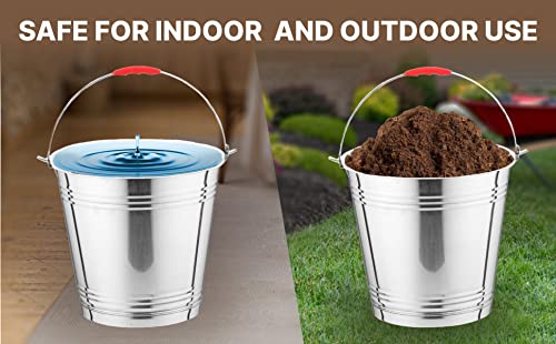 Skywin Metal Can with Lid - Durable 4 Gallon Metal Bucket with Lid for Heavy Loads - Environment-Friendly Trash Can for Outdoor, Safe Alternative to Plastic (2)