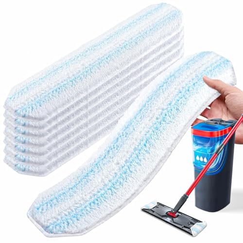 AIR U+ 8 Pack Mop Pad Refills for O-Cedar H2prO Flat Mop System, Machine Washable Microfiber Pads, Reusable Covers for Hardwood Tile Laminate Vinyl - color: Blue, size: 8 Pack