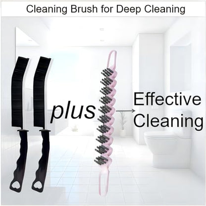 Crevice Cleaning Brush Hard Bristle Grout Brush Scrub Brush Toilet Brush Cleaning Tools Cleaning Supplies for Household Use Bathroom Kitchen 3 Pcs (Black&Pink) - color: Black&pink