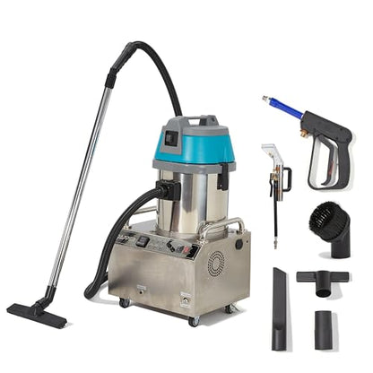 Dapper Supply Commercial Steam Cleaner with Wet/Dry Vacuum, Carpet & Upholstery Extraction, HEPA Filtration, 2 Gal Tank, up to 230°F, for Tile, Grout, Kitchens & Auto Detailing - size: 2.5 Gal