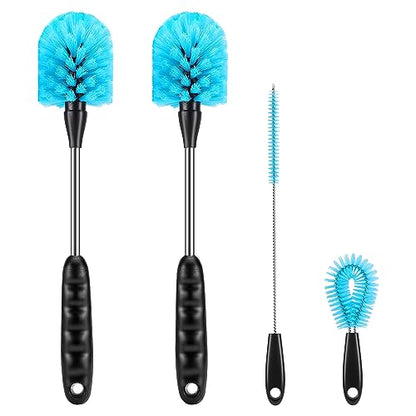 UNIFUN Water Bottle Brush Set, Long Handle 3-in-1 Stainless Steel Water Bottle Scrubbing Brush, Cleaning for Narrow Neck Bottles, Sport Bottles, Baby Bottles, Coffee Mugs, Tumblers, Flask(Short Size)