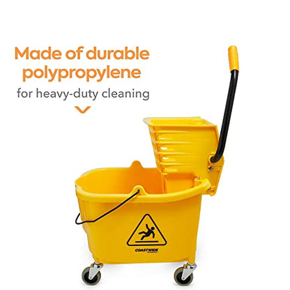 Coastwide Professional Bucket & Side-Press Wringer, 35 Qt., Yellow/Black