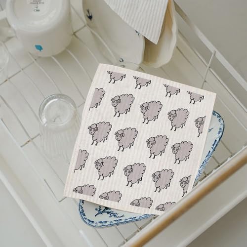Eco-Friendly Swedish Dishcloth. Reusable, Ultra-Absorbent Cellulose Cotton Sponge Cloth | Sustainable & Biodegradable Cleaning for Kitchen & Home – Custom Nordic Design (Whimsical) - style: Whimsical