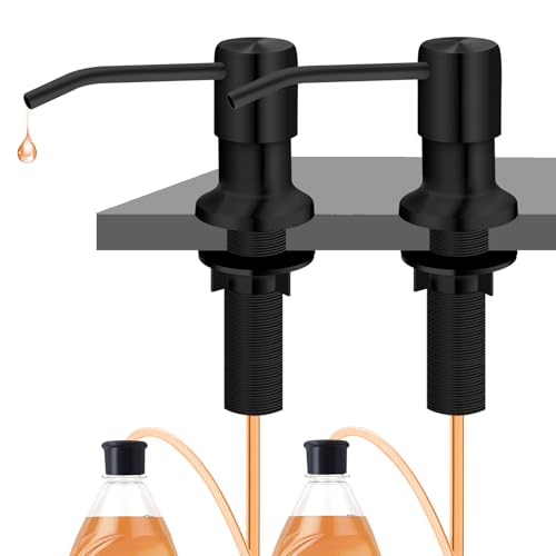 Sink Soap Dispenser, Kichen Sink SoapDispenser, 47" Extension Tube kit, Under Sink Soap Dispenser Pump, No Need More Refills （Black-2 Pack） - color: Black-2 Pack