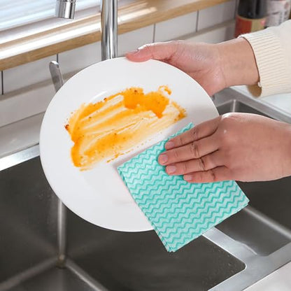 Disposable Kitchen Cleaning Towel Disposable Dish Cloths, Reusable Wipes Heavy Duty Cleaning Rags for Kitchen, Bathroom, Household,50 Count Green - color: Green