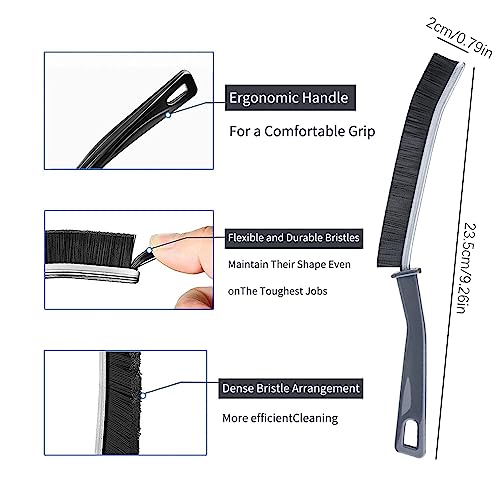 TODKISS Hard Bristle Crevice Cleaning Brush, Small Crevice Cleaning Brush for Household Use, Hand-held Groove Deep Cleaning Brush for Shutter Door Window Track Kitchen, Black