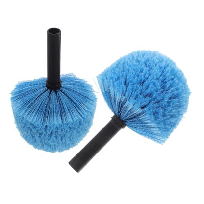Healeved 2pcs Screw-on Cobweb Duster Heads Replacement for Ceiling Web Cleaner Brush, Blue Ball-Shaped Brush Heads for Indoor and Outdoor Use, Compatible with Threaded Extension Poles