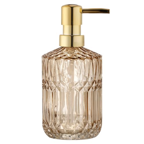 YunNasi Soap Dispenser with Pump, Refillable Liquid Hand Soap Dish Soap Dispensers for Bathroom Counter, Kitchen Sink (Amber) - color: Amber