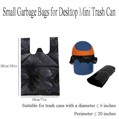 0.5 Gal Trash Bags,Mini Strong Garbage Bags for Mini Desktop Trash Can,300 Counts,with Handle,Black