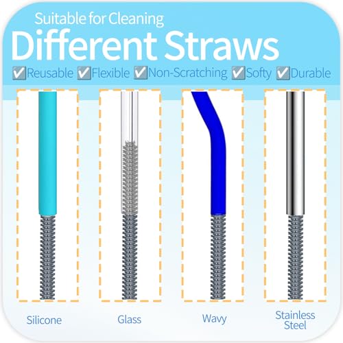 Silicone Cleaning Brush Kit - Water Bottle Brush with Long Handle Heavy Duty Straw Cleaner Brush, 4 in 1 Multipurpose Cup Cleaner Kit for Thermos, Sport Bottles, Coffee Mugs - size: Medium