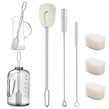 ALINK 14.5" Extra Long Sponge Bottle Brush Cleaner Set, 6-Pack Cleaning Brush for 1/ Half Gallon Water Bottle, 128 oz 64oz 30oz Tumbler, Thermos, Jug, Teapot, Glass Pitcher