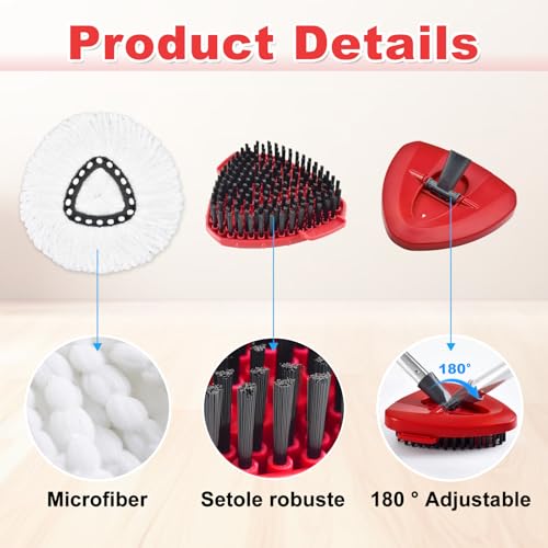 Mop Heads for O Cedar EasyWring 1 Tank System Mop Heads Replacements, Full Set with 1 Base + 1 OCedar Scrubber Mop Head + 3 Spin Mop Replacement Heads, All-in-One Cleaning Kit for Home& Kitchen - color: 3white Set