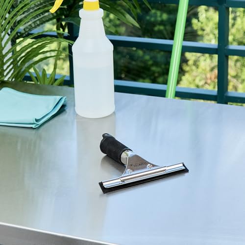 Restaurantware-Clean Tek Professional 5.91 Inch Window Squeegee, 1 Cleaning Squeegee with Rubber Blade - No-Slip Handle, Clean Mirror Or Car Windshield, Stainless Steel Wiper for Glass Door - size: 6", style: Stainless Steel, with Black Rubber Grip