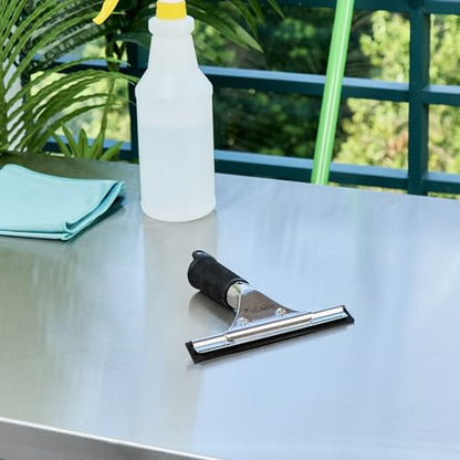 Restaurantware-Clean Tek Professional 5.91 Inch Window Squeegee, 1 Cleaning Squeegee with Rubber Blade - No-Slip Handle, Clean Mirror Or Car Windshield, Stainless Steel Wiper for Glass Door - size: 6", style: Stainless Steel, with Black Rubber Grip