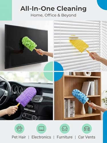 Chenille Duster Reusable Washable Microfiber Dust Fleece Damp Duster Pads Refills Replacement Heads for Cleaning with Handle Flat Dusters Multi Surface for Home Blinds Car Pet Furniture Fans - color: 5pcs