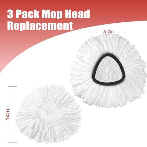 Mop Head Replacement, 3 Pack Spin Mop Refill Replace Head Compatible with O Cedar Easywring 1-Tank System, Great Cleaning Power, Microfiber, Helper Housework, Machine Washable Easy-to-Replace, White - size: 1-TANK Mop Head (3pcs)