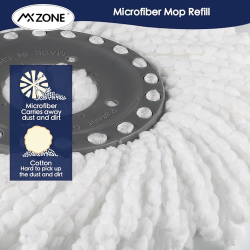 4 Premium Replacement Mop Heads Refills, Compatible for Hurricane Spin Magic Mop Head, fits 6.3‘’ Standard Replacement Round Spin Mop Heads Microfiber, Inner Hole 2.5'' Only - Machine Washable, White - size: 4 Count (Pack of 1)