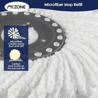 4 Premium Replacement Mop Heads Refills, Compatible for Hurricane Spin Magic Mop Head, fits 6.3‘’ Standard Replacement Round Spin Mop Heads Microfiber, Inner Hole 2.5'' Only - Machine Washable, White - size: 4 Count (Pack of 1)