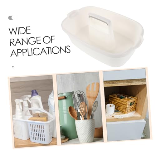 Didiseaon Housekeeping Plastic Basket Handle for Bathroom and Kitchen Versatile Storage Organizer for Cleaning Supplies Dorm Essentials and Hotel Use Convenient Handheld Tote White