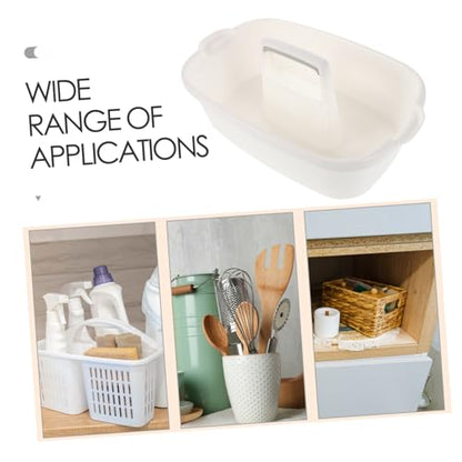 Didiseaon Housekeeping Plastic Basket Handle for Bathroom and Kitchen Versatile Storage Organizer for Cleaning Supplies Dorm Essentials and Hotel Use Convenient Handheld Tote White
