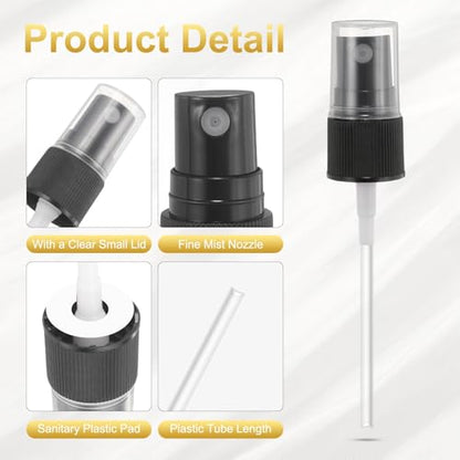 uxcell Spray Top 12Pcs 18/410 Plastic Fine Mist Reusable Replacement Black | Spray Bottle Pump Plastic Top Reusable Replacement for Cosmetic Perfume and Body Sprays Bottle - color: Black, size: 18/410