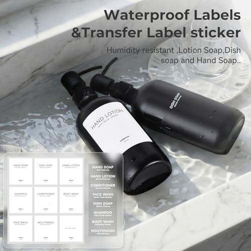 2 Packs Glass Dish Soap Dispenser Set for Kitchen, Hand and Dish Soap Dispenser with Stainless Steel Pump & Resin Tray, Rental-Modern Refillable Countertop Soap Dispenser for Bathroom,Matte Black - color: Matte Black