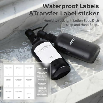 2 Packs Glass Dish Soap Dispenser Set for Kitchen, Hand and Dish Soap Dispenser with Stainless Steel Pump & Resin Tray, Rental-Modern Refillable Countertop Soap Dispenser for Bathroom,Matte Black - color: Matte Black
