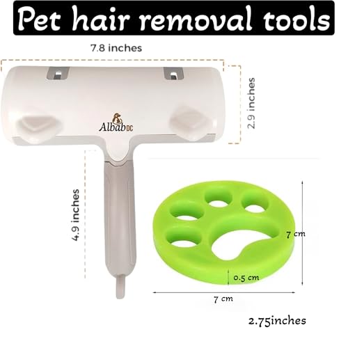 Albab Pet Hair Remover – Reusable Lint Roller – for Couch, Furniture, Clothes, Carpet, Bedding –Cat and Dog Hair –New Self-Cleaning Fur Removal Tool. No Sticky Tape or Adhesive Needed. (Bundle) - color: Bundle