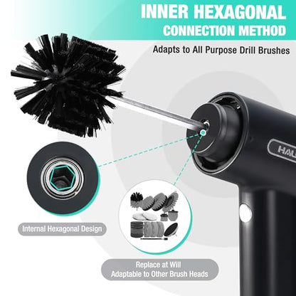 HAUSHOF Electric Spin Scrubber, Cordless Dish Scrubber Brush with 8 Replaceable Heads & 3 Speeds, Power Scrubber Electric Scrubber for Cleaning Kitchen, Sink, Bathroom, Knife Sharpener Included