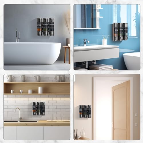 Shampoo and Conditioner Dispenser,Unisence Shower Dispenser 2 Chamber No Drill Wall-Mounted Shampoo Dispenser for Shower Wall Mounted Body Wash Dispenser for Bathroom Hotel Large Capacity,Dark Gray - color: Dark Gray 3 Chamber