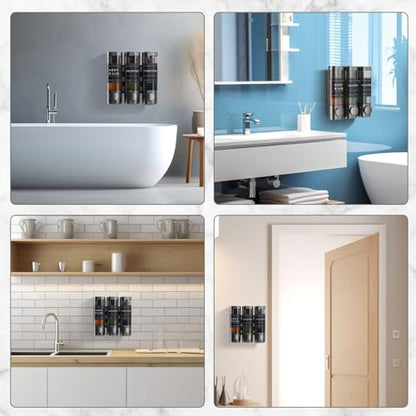 Shampoo and Conditioner Dispenser,Unisence Shower Dispenser 2 Chamber No Drill Wall-Mounted Shampoo Dispenser for Shower Wall Mounted Body Wash Dispenser for Bathroom Hotel Large Capacity,Dark Gray - color: Dark Gray 3 Chamber