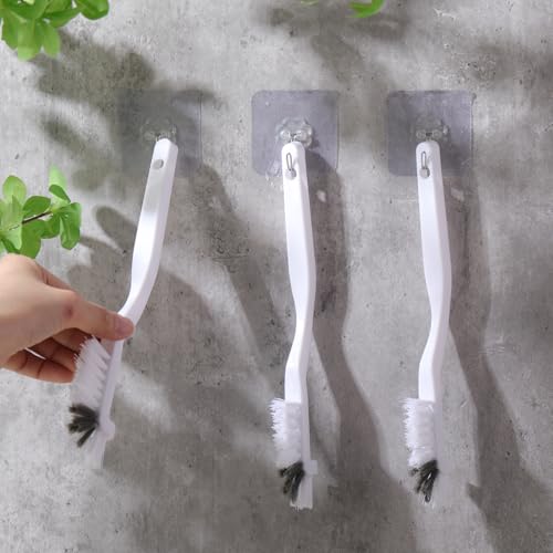 3 Pcs Dish Brush Right Angle Kitchen Scrub Bottle Bathroom Brush Sink Household Pot Pan Edge Corners Tile Lines Cleaning with Stiff Bristles